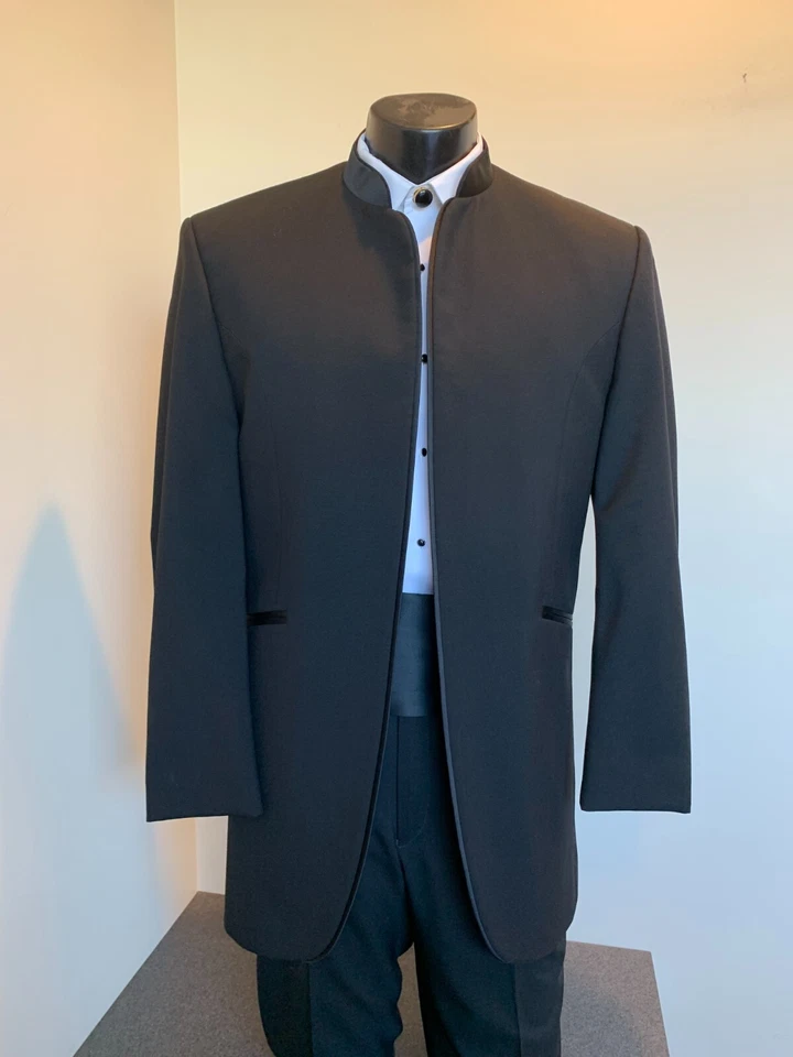 Chaqueta Esmoquin Cuello Mandarín NEGRO MIRAGE con Opciones de Pantalón - Varias Tallas Foto 2 de 4