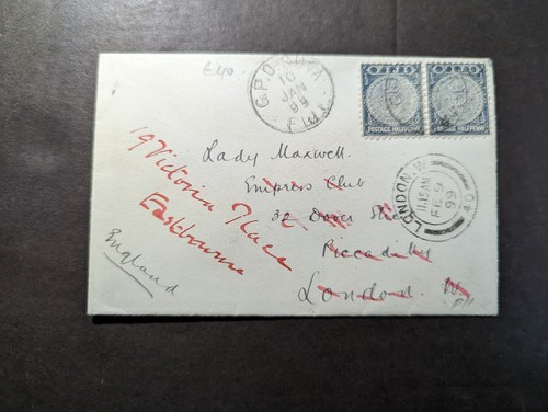 1899 Britisches Fidschi Cover Suva Gruppenrichtlinienobjekt zum Picadilly London England