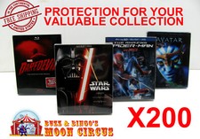 200x BLU-RAY WITH SLIPCOVER LARGE SIZE BR3 -CLEAR PLASTIC BOX PROTECTOR SLEEVE