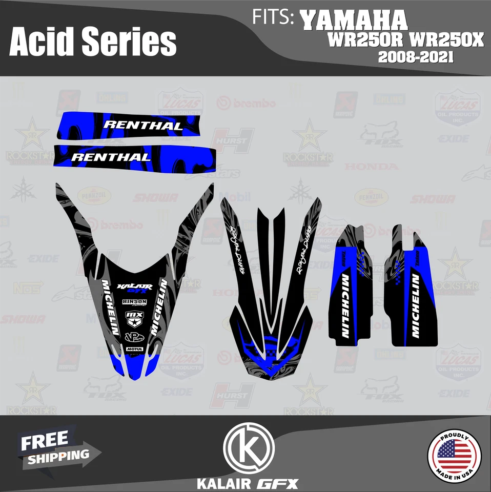 Kit Gráficos para YAMAHA WR250X WR250R (2008-2021) Ácido - AZUL Foto 4 de 4