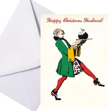 Christmas Card by Museums and Galleries "Husband" Butler with Christmas Pudding