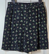 VTG  Counterparts Shorts Plus 18 Black Corduroy Misletoe Pinecone Winter Holiday