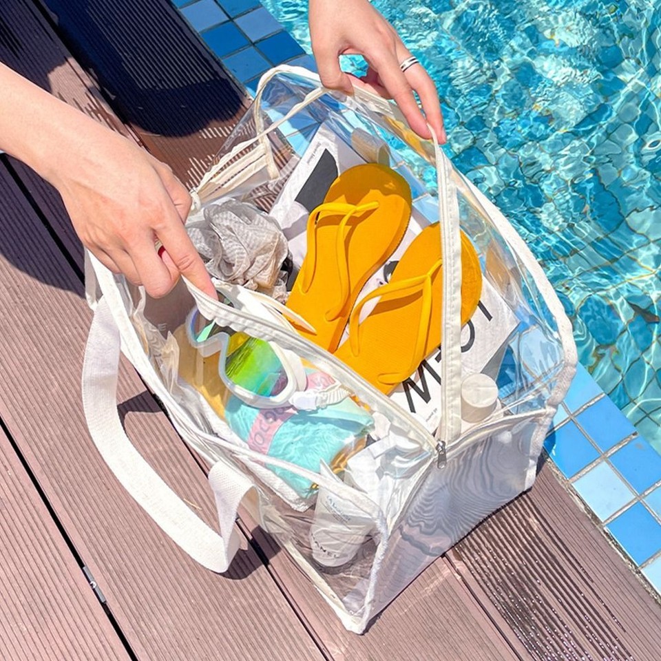 Transparent Swimming Beach Bag PVC Toiletry Bag Travel Clothing Storage