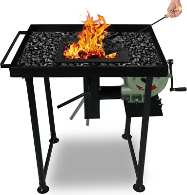 Coal Forge Stand with Fire Pot & Hand Blower - Blacksmithing Starter kit