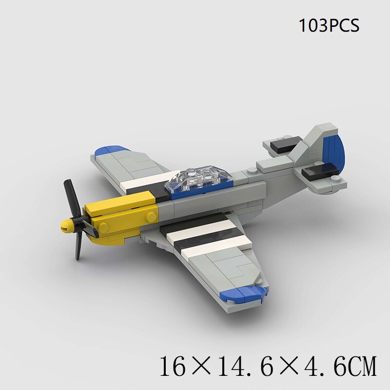 MOC Military WW2 P-51 Fighter Aircrafts Building Blocks Kids DIY Assembly Bricks