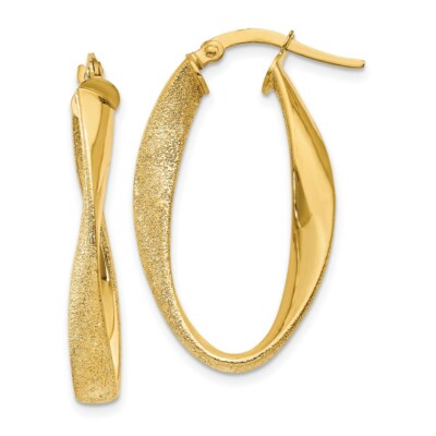 Echte 14kt Gelbgold ovale Twist Creolen
