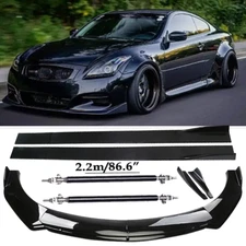 Front Bumper Lip Spoiler Side Skirts Rear Glossy Black For Infiniti G37 Coupe