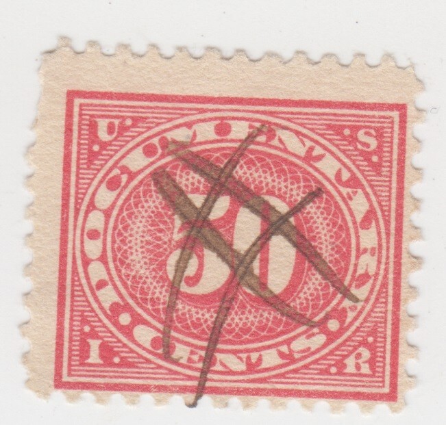 US Revenue 1917. Documentary - Numeral. Tax 50c. Pen Cancel. R238.  Used.
