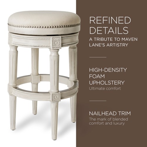 Maven Lane Pullman Backless Kitchen Swivel Stool White Oak, Bar Height (Used) - Picture 3 of 6