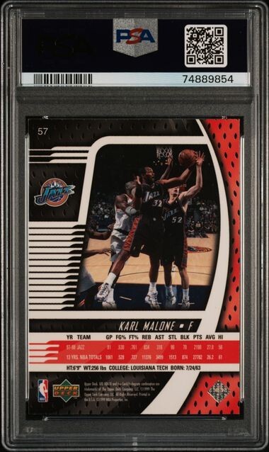 1998 UD IONIX #57 KARL MALONE PSA 10 GEM MINT POP 8 HOF JAZZ