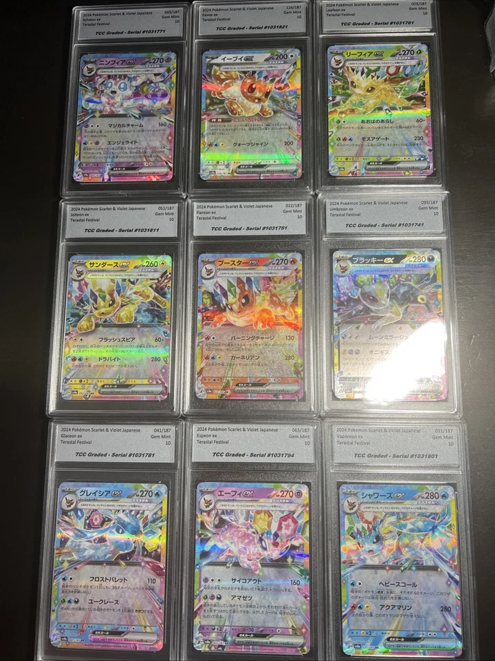 2024 Pokemon Terastal Festival Eevee Evolution Set Of 9 TCC Graded Gem Mint 10 - Image 2 of 3