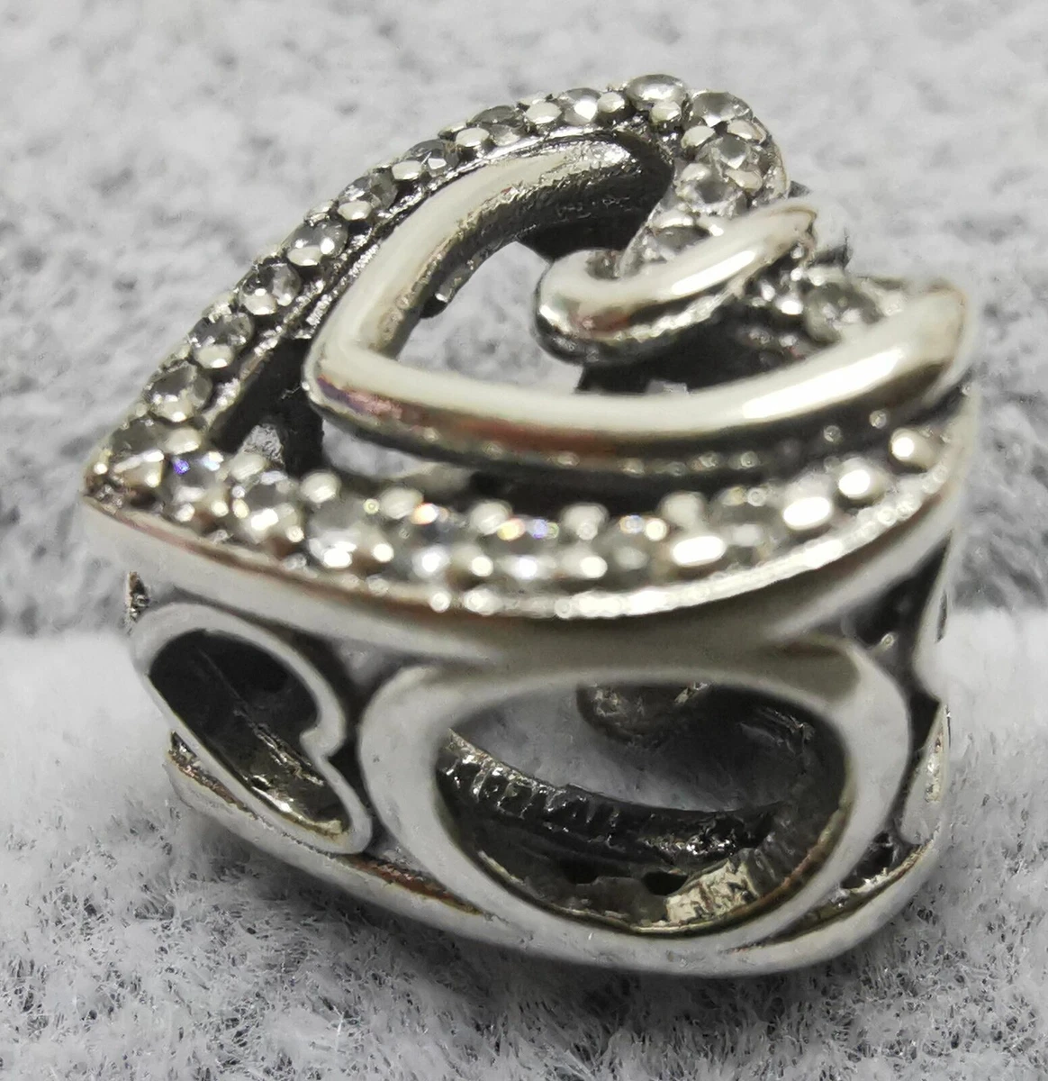 NEW Authentic Pandora Bead Charm Sparkling Entwined Hearts