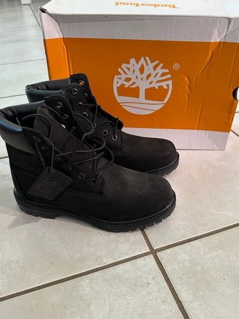 Stivali Timberland da donna premium 6" in pelle nabuk nera taglia 7 5 08658A impermeabili