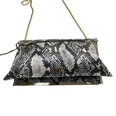 Sam & Libby Sand Snake Print  With Gold Chain Strap & Metal Accent Crossbody Bag