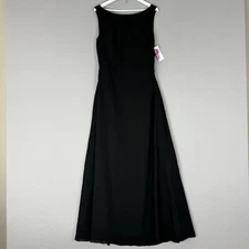 Bari Jay Womens Dress 16 Black Georgette Cross-Over Back Gown Bridesmaid Wedding