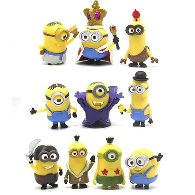 10Pcs/Set kawai Mini Figurines Toys 3D Eye Despicable Crown ones Action Figures