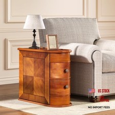 Wood End Table with 2 Drawers Sofa Side 23.6 D x 10.8 W x 23.6 H Inch Brown