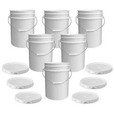 5 Gallon White Bucket & Lid - 90 Mil All Purpose Pail - Food Grade - BPA Free