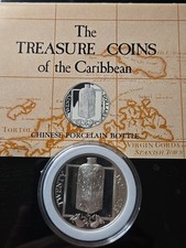 1985 British Virgin Islands Silver $20 Treasure Of The Caribbean Coin BOTTLE