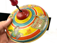 1939 J Chein Gulliver  s Travels Tin Litho Spinning Top WORKING Paramount Toy