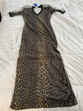 adidas Women's Originals Leopard V-Neck Maxi Dress JW2773 Medium