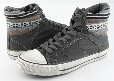 SPLENDID ESSEX Steel Canvas Knit Designer High Tops Lace Ups Flat Sneakers 7.5