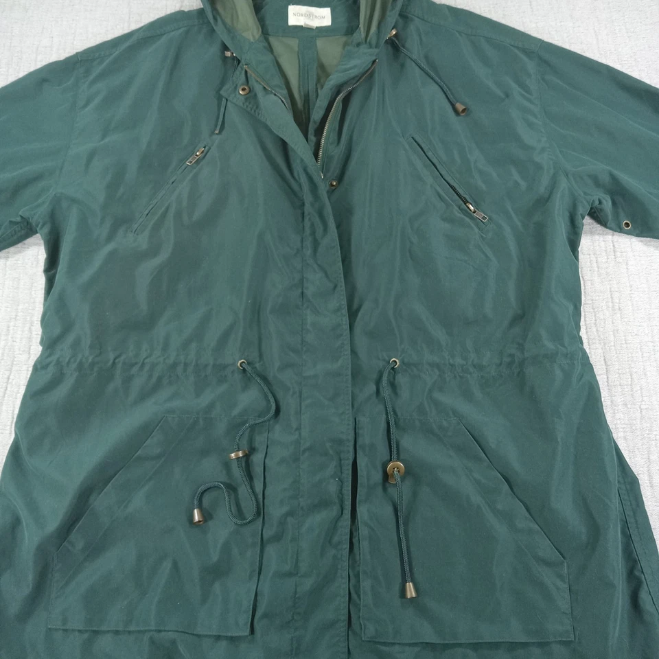Chaqueta de lluvia Nordstrom verde oscuro poliéster talla mediana Foto 3 de 4