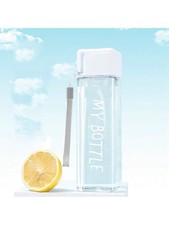 PORTABLE WATER BOTTLE GYM OUTDOOR TRAVEL SQUARE CLEAR PLASTIC DRINKING BOTTLES