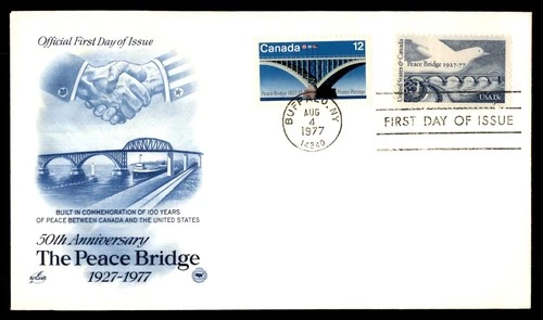 Mayfairstamps US FDC 1977 Peace Bridge Dove US and Canada First Day Cover aax_12