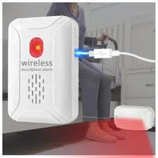 Rechargeable Door Bed Exit Alarm for Elderly Dementia Patients,Wireless White