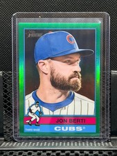 Jon Berti 2025 Topps Heritage Chrome Green Refractor #24/99 #667 Cubs
