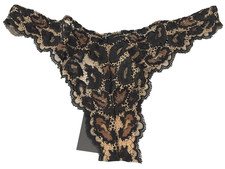 Savage X Fenty Women's On The Prowl Lace Thong Beige Brulee Size XS