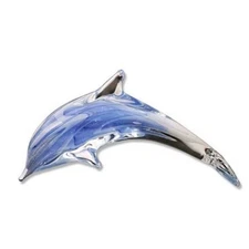 Dynasty Gallery Blue Glass Dolphin with Swirls That Glow in the Dark