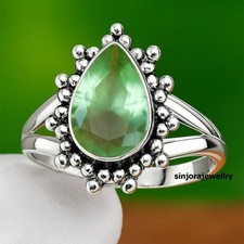 Green Amethyst Gemstone 925 sterling silver handmade Gift Ring US size 5 to 13