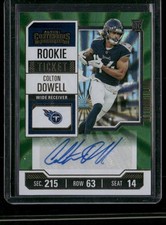 2023 Panini Contenders #159 Colton Dowell Opening Kickoff (Green Laser) Ticket