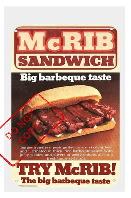 Retro McDONALD'S McRIB SANDWICH Fast Food Hamburgers 8x12 Alluminum ...