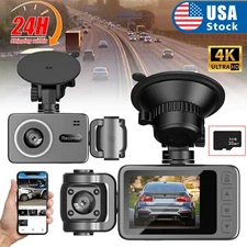 New 4K Dash Cam Front and Rear Dual Dash Camera WIFI&GPS With 32GB SD Card