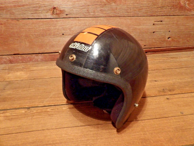 Vintage 1970s Ski-Doo Snowmobile Helmet Size Large Black with Stripe blizzard