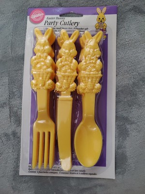 Wilton Party Cutlery Easter Bunny Rabbits Yellow