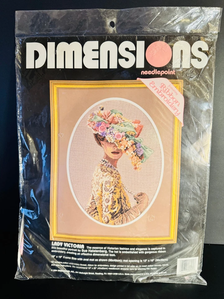 LADY VICTORIA - Vintage 1990s Dimensions - NEEDLEPOINT KIT 15x19" Sealed NOS - Image 3 of 3