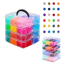 4800Pcs Pony Beads, 24 Colors Plastic Bead for 6x9mm, 24 Assorted