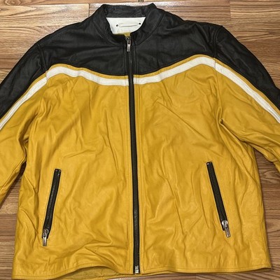 Wilsons Leather M Julian Jacket Mens Medium Black Yellow Cafe