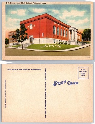 B F Brown Junior High School Fitchburg Mass Postcard
