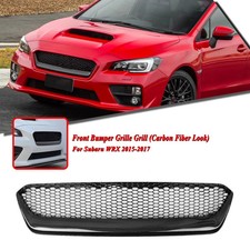 Carbon Fiber Style Honeycomb Front Bumper Grille Grill For Subaru Wrx 2015-2017