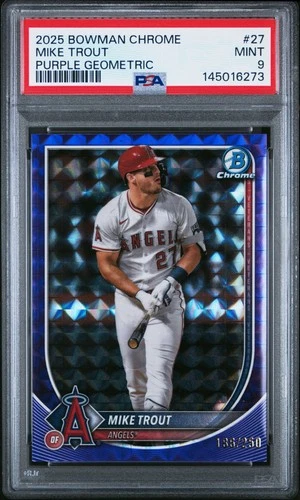 6273 Mike Trout 2025 Bowman Chrome #27 Purple Geometric Refractor /250 PSA 9