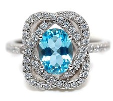 2CT Aquamarine  White Topaz 925 Solid Sterling Silver Ring Jewelry Sz 6