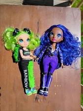 Lot Of 2 Rainbow High Fashion Dolls 11" Krystal Bailey Indigo & 9" Jade Hunter 