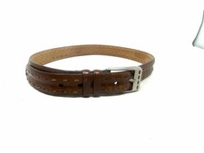 Mezlan Made In Spain Chocolate Brown Exposed Stitch Silver Buckle Leather Belt