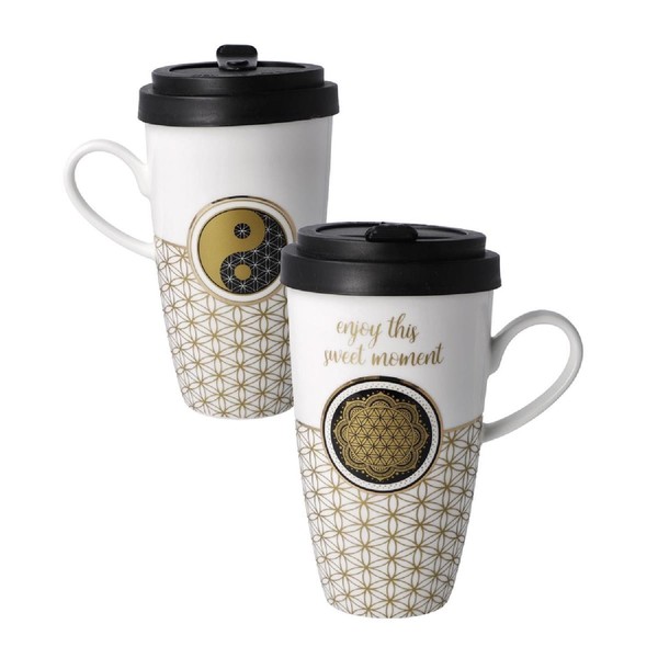 "Goebel Yin Yang Lotus - \"Blume Des Lebens Weiß\" - Mug To Go"-image
