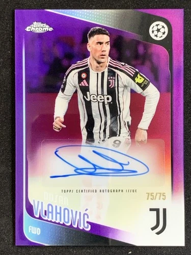 Dusan Vlahovic 2025-26 Topps Chrome UCC Purple Refractor Auto /75 #CA-DV